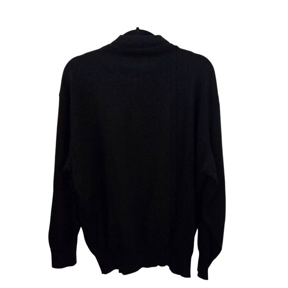 Italtempo Black 100% Merino Wool Mock Neck Closet Staple Sweater Size XL - Picture 2 of 3